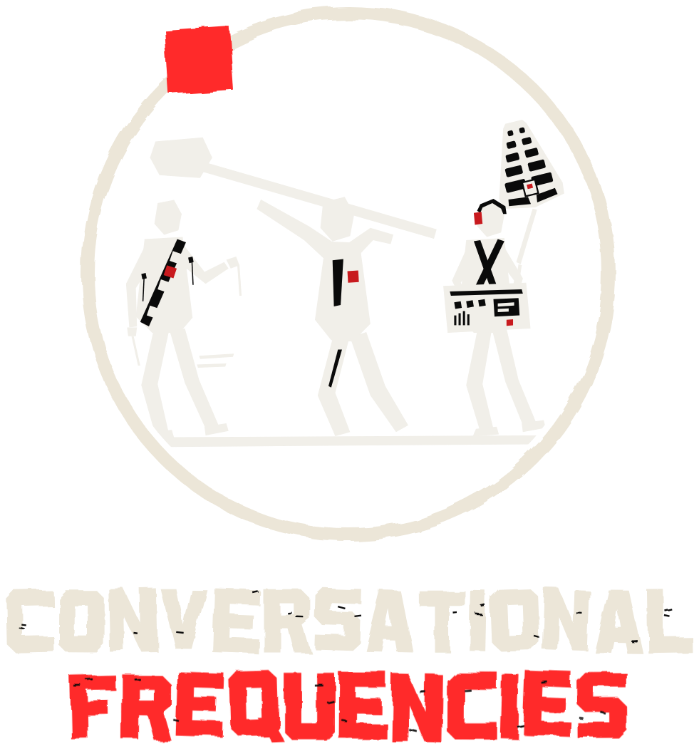 Conversational Frequencies logo: three sound crew figures in a ring